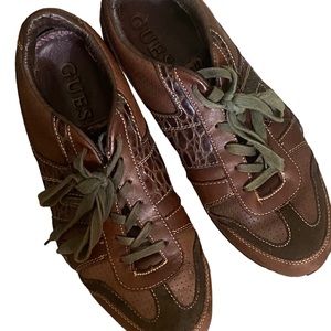 Guess Guess Brown Leather Lace up Sneakers GMTRIST Size 9